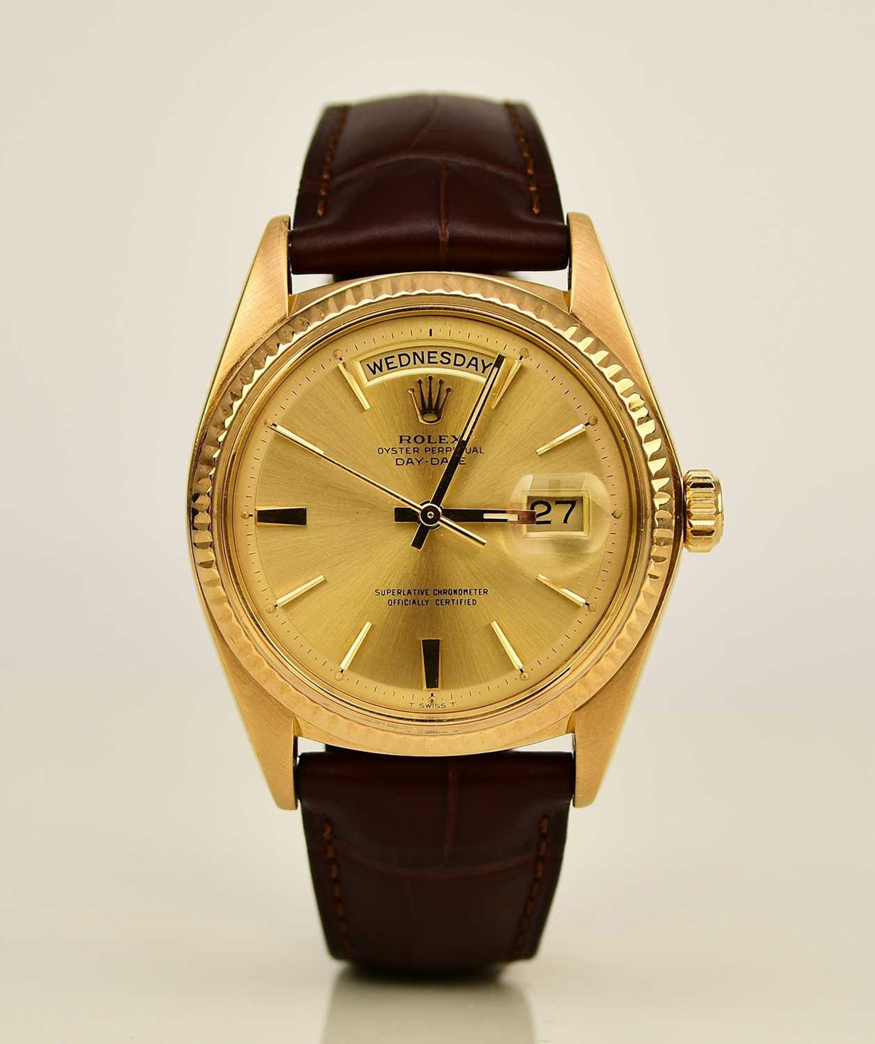 A Rolex Oyster Day-Date gentleman's 18 carat yellow gold wristwatch Halls Fine Art